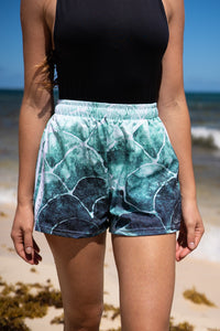 Turquoise fish scale - Women's Athletic Short Shorts