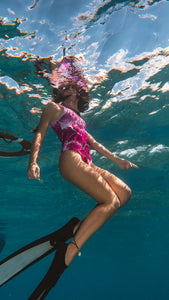 Fushia Fish Scale One-Piece Swimsuit