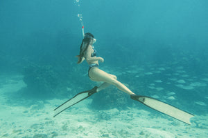 Blue Fish scale - Recycled high-waisted bikini