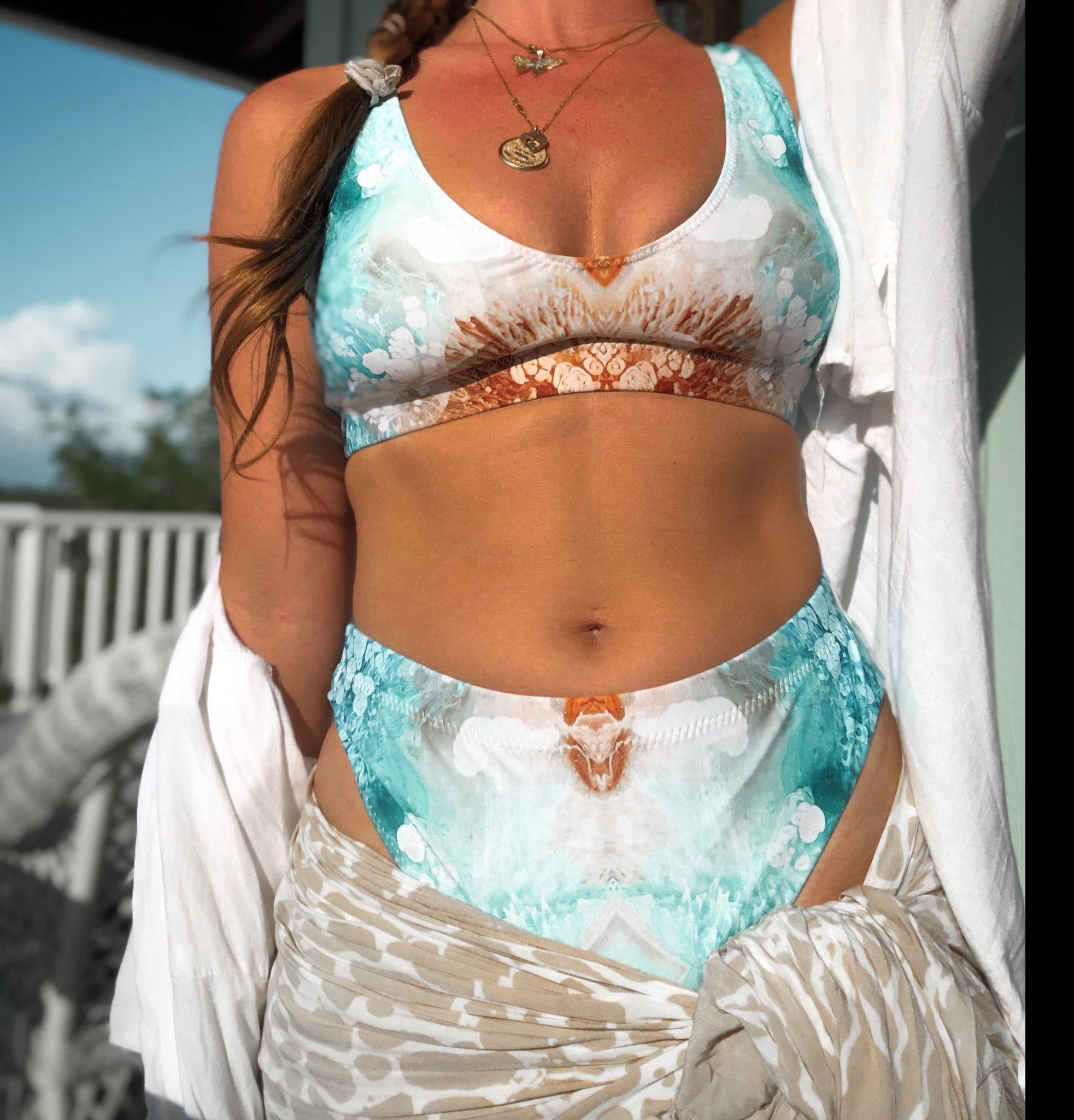 Turquoise high waisted bikini sales