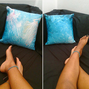 Double side Jelly Fish x Mermaid Scale Square Pillow