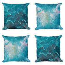 Double side Jelly Fish x Mermaid Scale Square Pillow