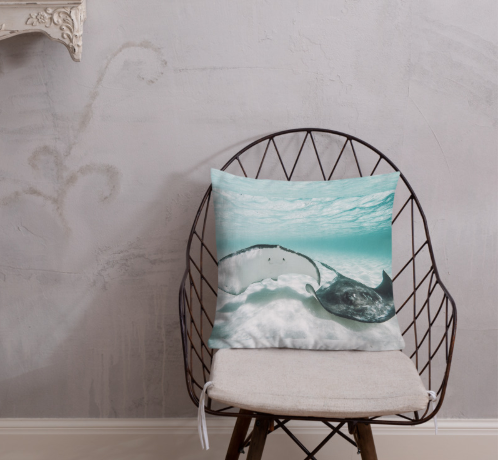 As free as the Sea - Reversible Dolphin & Ray - Pillow