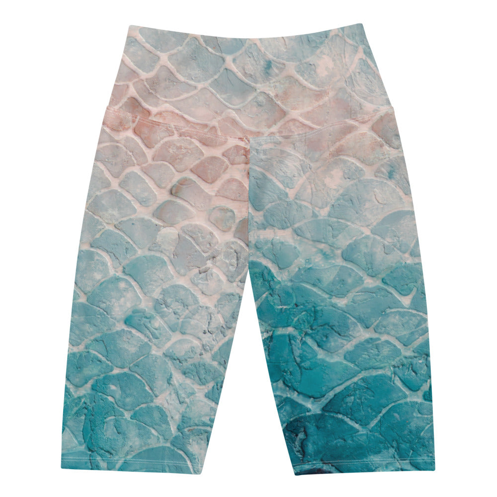 Light Turquoise Fish Scale - Biker Shorts