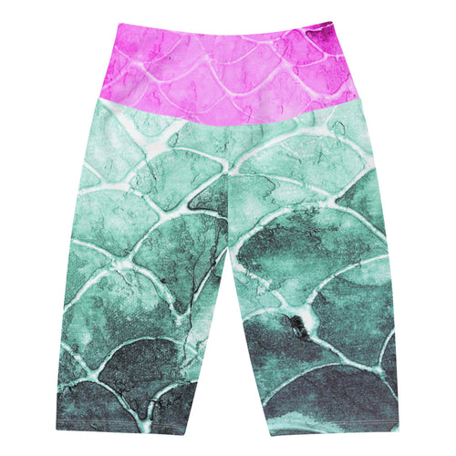 Fushia Turquoise Fish scale Biker Shorts