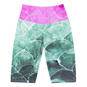 Fushia Turquoise Fish scale Biker Shorts