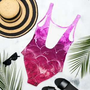 Fushia Fish Scale One-Piece Swimsuit