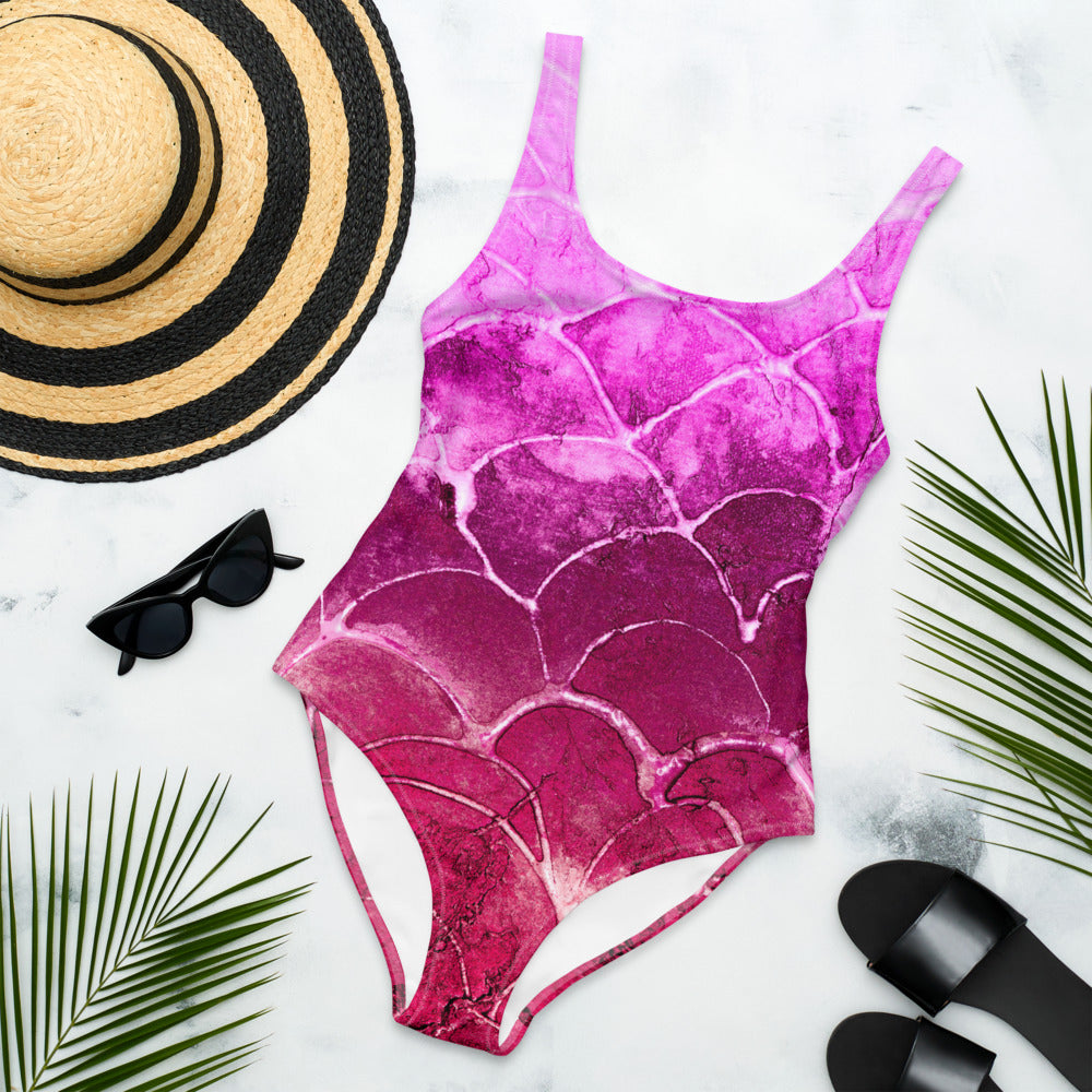 Fushia Fish Scale One-Piece Swimsuit