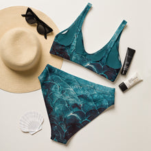 Blue Fish scale - Recycled high-waisted bikini