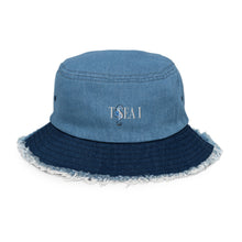 T SEA I - Distressed denim bucket hat