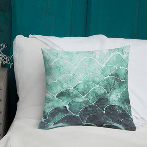 Turquoise fish scale x Underwater Premium Pillow