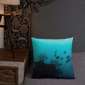 Turquoise fish scale x Underwater Premium Pillow