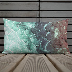 Turquoise fish scale x Underwater Premium Pillow