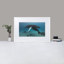 Mama and baby whale - by Justin Okoye Matte Paper Framed Poster With Mat