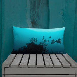 Turquoise fish scale x Underwater Premium Pillow