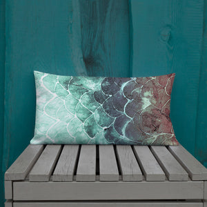 Turquoise fish scale x Underwater Premium Pillow