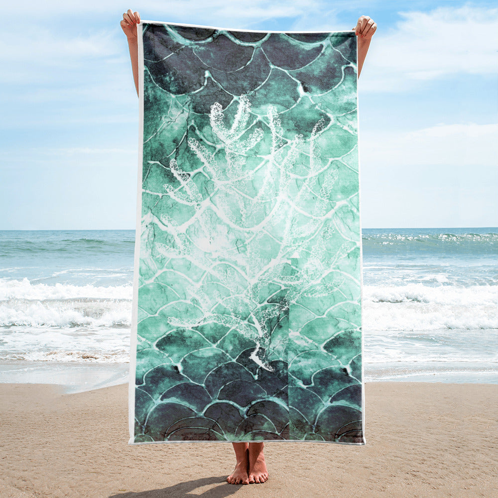 Sea Fan- Fish scale turquoise beach Towel