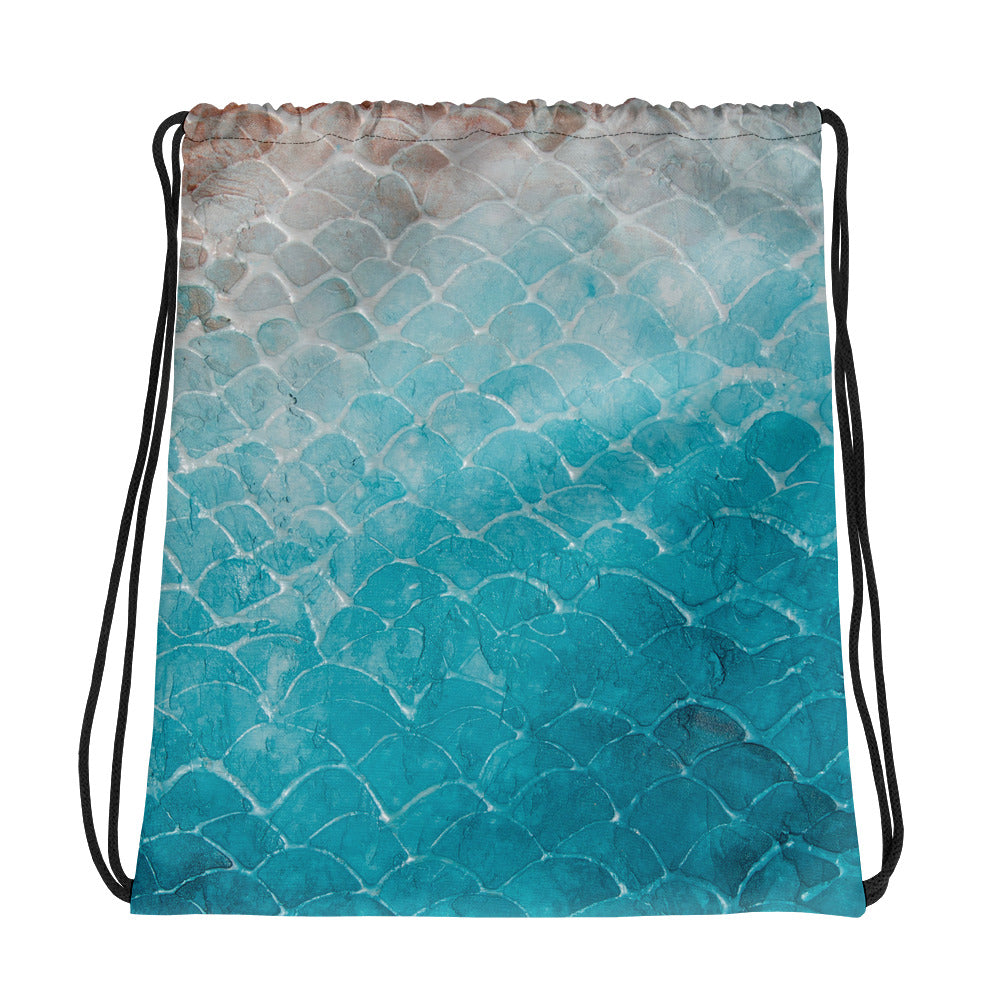 Turquoise Fish scale - Drawstring bag