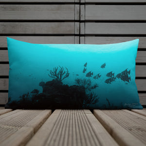 Turquoise fish scale x Underwater Premium Pillow