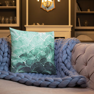 Turquoise fish scale x Underwater Premium Pillow